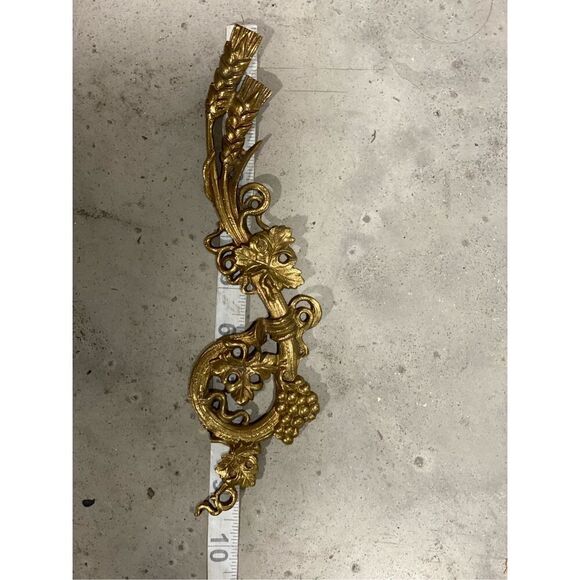 Antique Art Deco Solid Brass Chandelier Parts Fruit Grape Wheat Motif - Picture 3 of 4